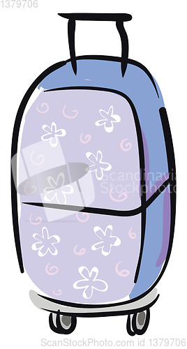 Image of Suitcase with floral print vector illustration 