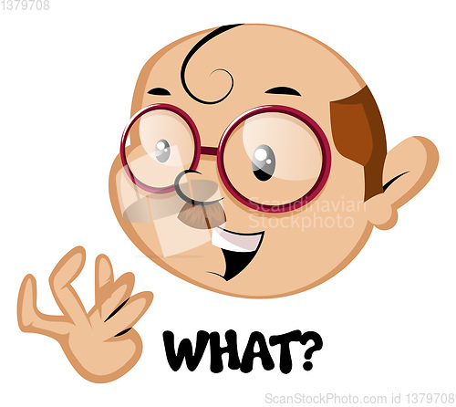 Image of Funny human emojy whit a what sign, illustration, vector on whit