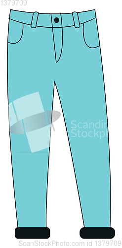 Image of Portrait of a showcase blue-colored pant vector or color illustr