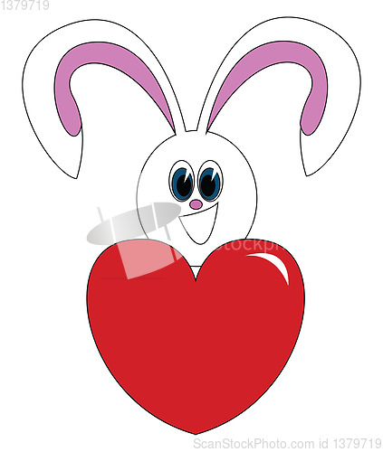 Image of Bunny with heart vector or color illustration