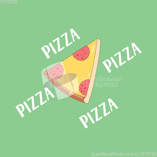 Image of Portrait of pizza over green background vector or color illustra