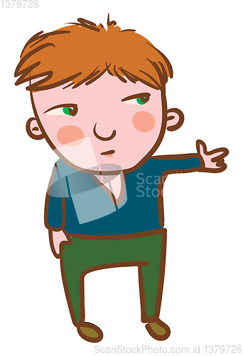 Image of Boy with extended arm vector or color illustration