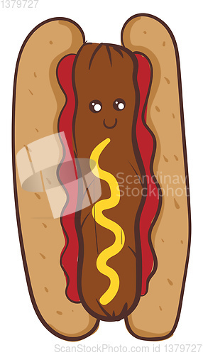 Image of Cute cartoon hotdog vector or color illustration