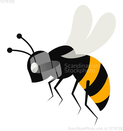 Image of Cartoon bee set on isolated white background viewed from the sid