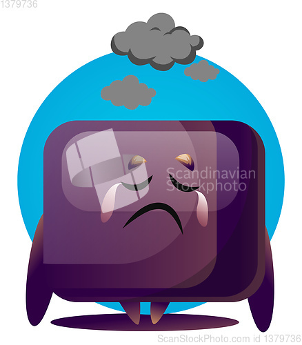 Image of Sad purple cartoon monstre vector illustartion on white backgrou