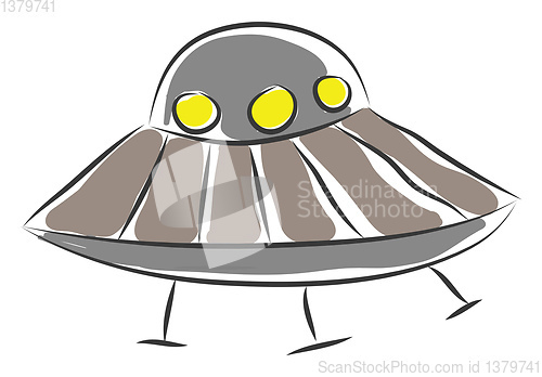 Image of Gray spaceship illustration color vector on white background