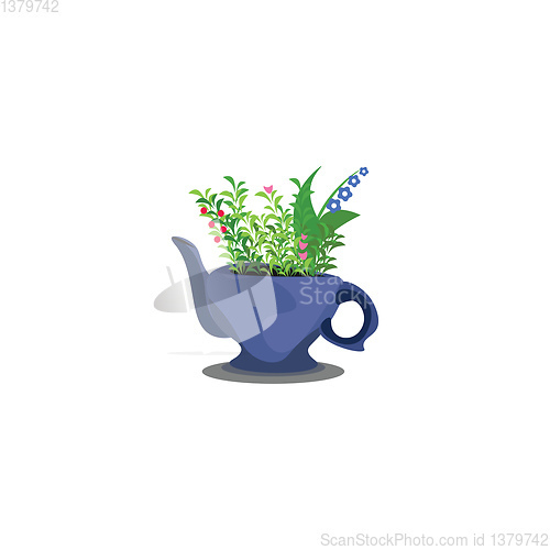 Image of Flowers in teapot vector or color illustration