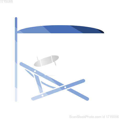 Image of Sea beach recliner with umbrella icon