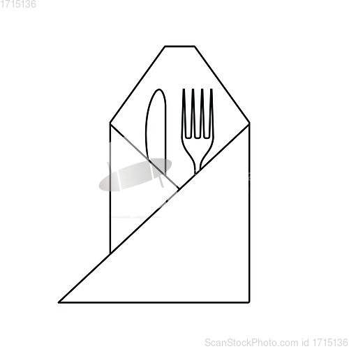 Image of Icon of fork and knife wrapped napkin