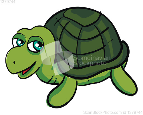 Image of Cute green turtle smiling vector illustration on white backgroun