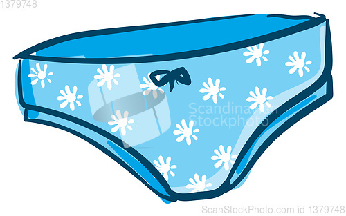 Image of A blue floral underpants vector or color illustration