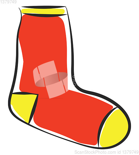Image of Clipart of a showcase red-colored pair of socks vector or color 