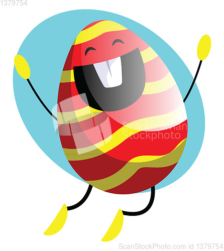 Image of Easter egg jumping from happiness illustration web vector on a w