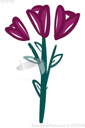Image of Three red roses in a branch vector or color illustration