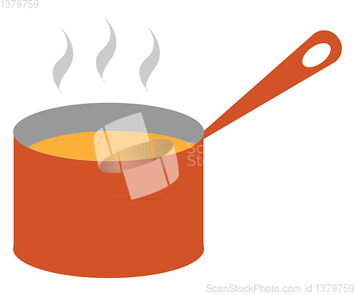 Image of Clipart of steaming soup from a giant red saucepan vector or col