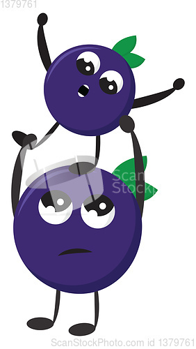 Image of Two purple plums, vector or color illustration.