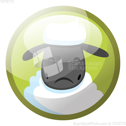 Image of Cartoon character of white sheep looking sad vector illustration