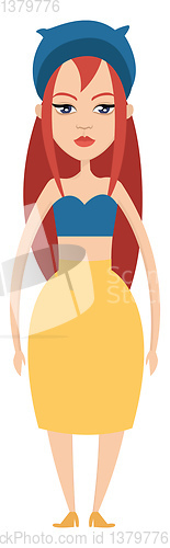 Image of Girl with long hair illustration vector on white background