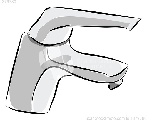 Image of Simple vector illustration of a silver faucet on white backgroun