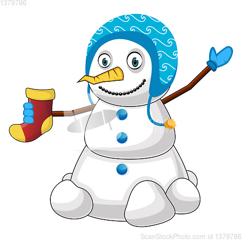 Image of Snowman with sock illustration vector on white background