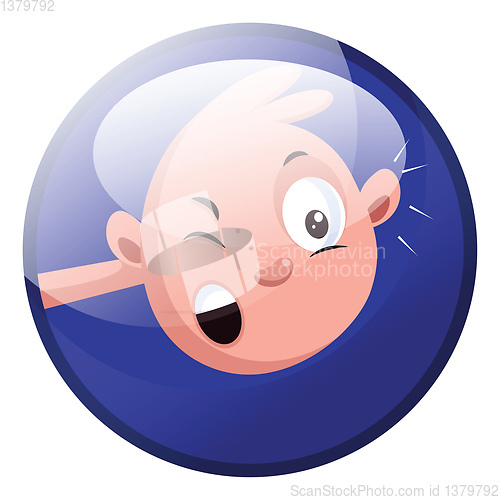 Image of Cartoon character of baby vector illustration in deep blue circl