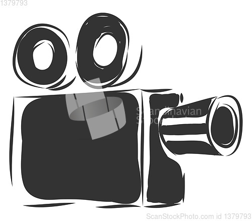 Image of Simple black vintage camcorder vector illustration on white back