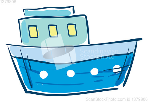 Image of Image of blue boat, vector or color illustration.