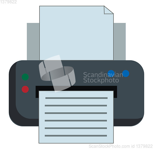 Image of Clipart of a printer or a printing machine printing paper vector