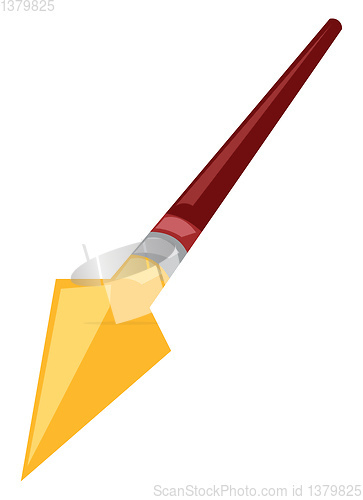 Image of A wooden pole weapon with golden pointed head vector color drawi