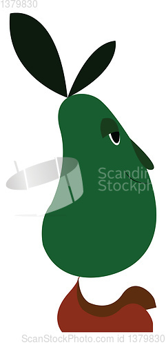 Image of A cut pear fruit with green bunny ear and in red boots vector co