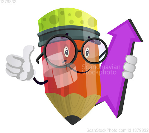 Image of Red pencil holding purple pointer illustration vector on white b
