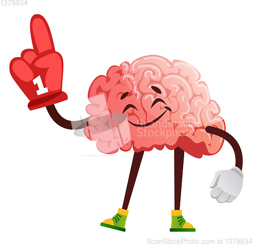 Image of Brain is cheering, illustration, vector on white background.
