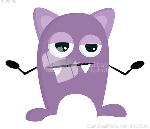 Image of Clipart of a big tired purple monster, vector or color illustrat