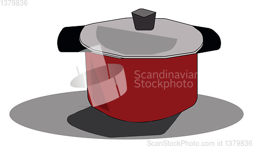 Image of Clipart of a red cookware with tempered glass lid vector or colo