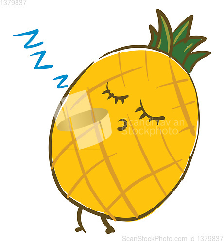 Image of Sleeping pineapple, vector or color illustration.