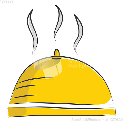 Image of The yellow dish lid with hot food vector or color illustration