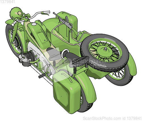 Image of 3D vector illustration on white background  of a military motorc