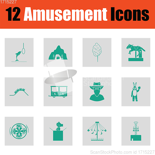 Image of Amusement park icon set