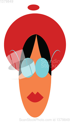 Image of An woman in fashionable red hat vector or color illustration