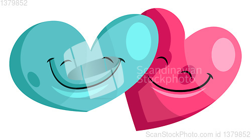 Image of Blue and pink heart in love illustration vector on white backgro