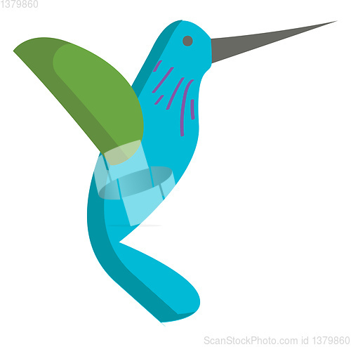 Image of Vector illustration of a blue and green hummingbird on white bac