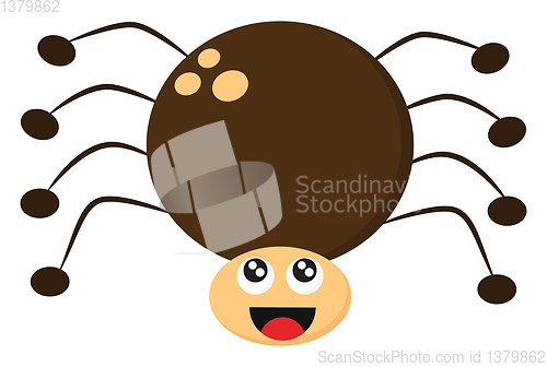 Image of A laughing funny brown-colored cartoon spider vector or color il