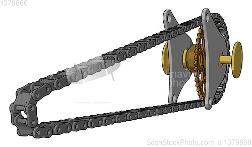 Image of Chain drive mechanical device vector or color illustration