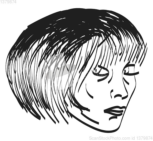 Image of A girl with short hair vector or color illustration