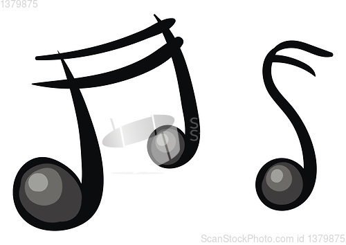 Image of Two cartoon musical notes in black color vector or color illustr