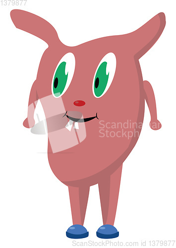Image of Clipart of a happy pink monster in blue shoes vector or color il