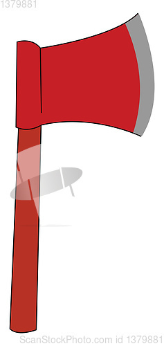 Image of A small red-colored ax/Hand tool vector or color illustration