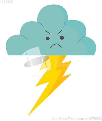 Image of An angry rain cloud with thunder flashing from it vector or colo