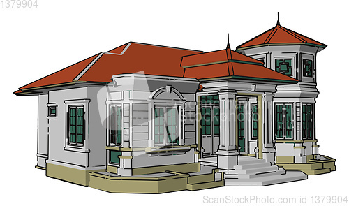 Image of A one story house or cottage vector or color illustration