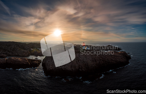 Image of Coastal lighthouse. Lindesnes Lighthouse is a coastal lighthouse